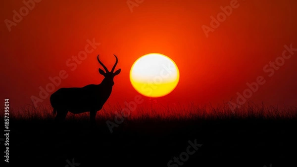 Obraz Antelope silhouette at sunset