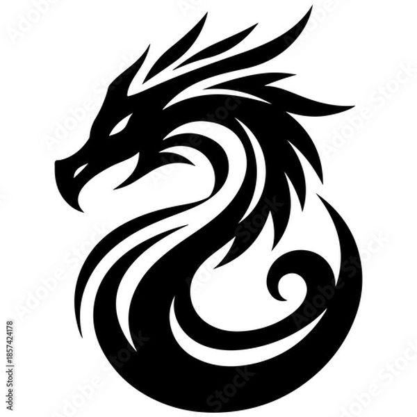 Obraz black dragon vector and white background 