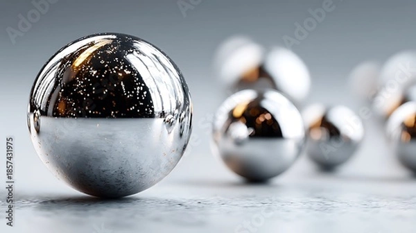 Obraz Metallic chrome spheres floating neutral gradient wallpapers