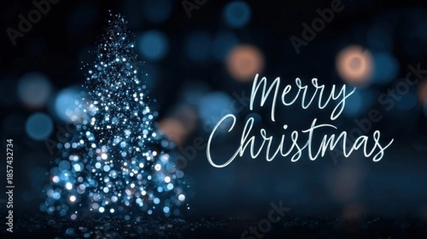 Obraz Merry christmas tree with bo lights background
