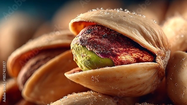 Obraz Open shell pistachios natural shine macro wallpapers