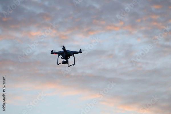 Obraz Drone Flying at sunset moment