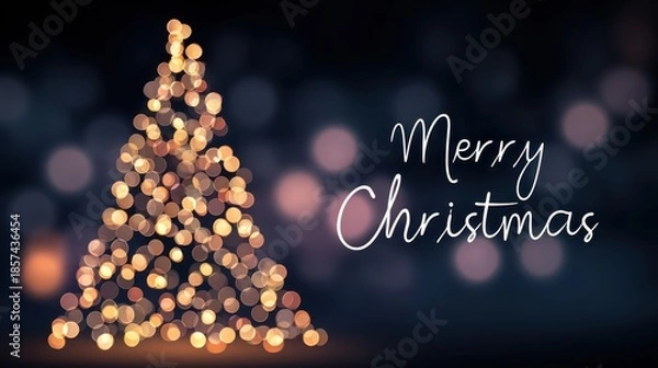 Obraz Merry christmas tree with bo lights