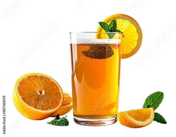 Obraz Refreshing Orange Juice with Mint and Orange Slice.