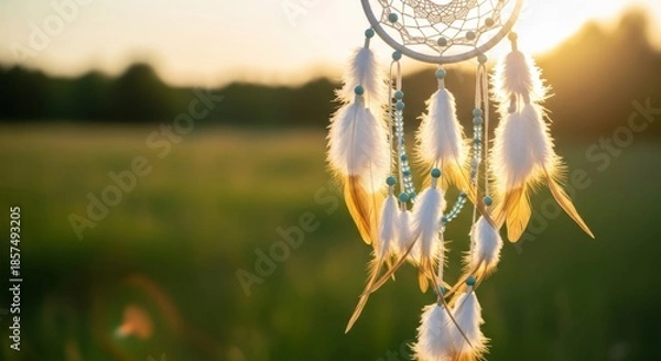 Fototapeta Dreamcatcher Hanging Sunset Nature Field