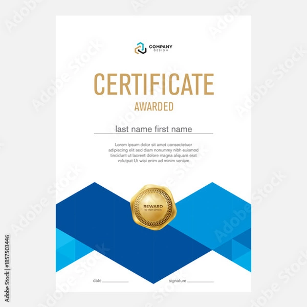 Obraz Certificate and diploma design, creative geometric triangle background, flat style