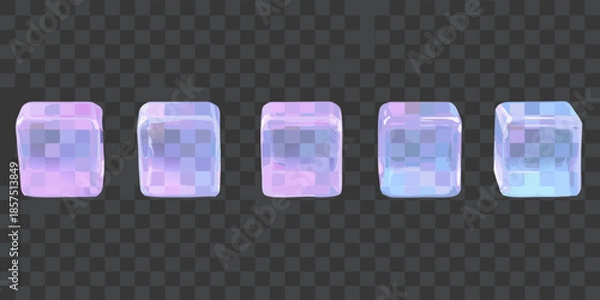 Obraz A row of five translucent rectangular blocks with a gradient color scheme