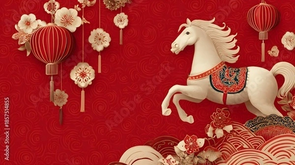 Obraz Timeless chinese new year background horse year