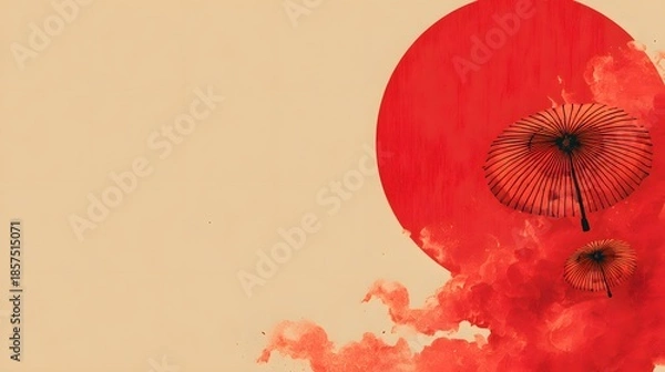 Obraz Minimal authentic new year background asian theme