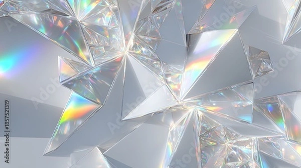Obraz Abstract Geometric Iridescent Crystal Pattern