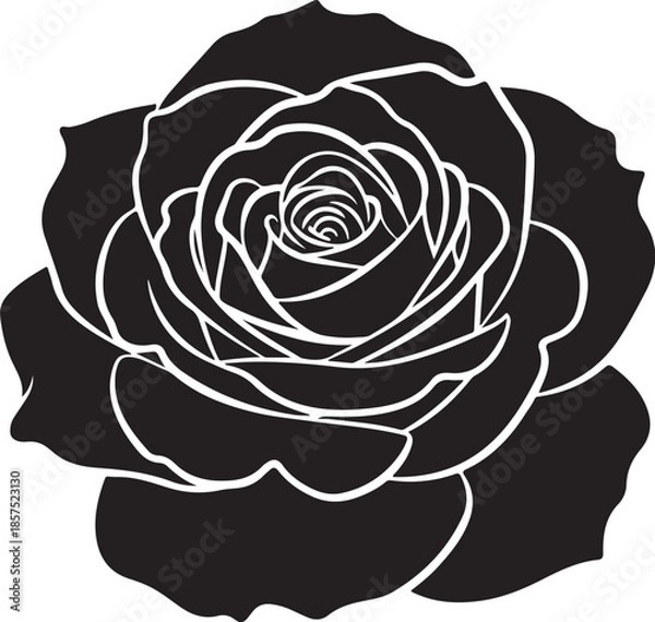 Fototapeta Black Rose Silhouette Vector Bundle