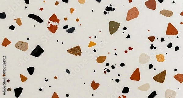 Obraz オレンジと黒のチップが散りばめられたテラゾー模様