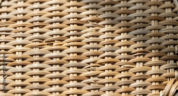 Obraz 柔らかな光が当たるナチュラルな籐編みのパターン