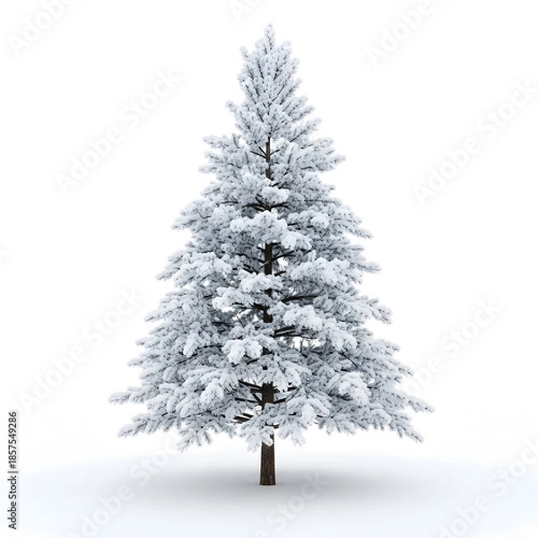 Obraz Snowy pine tree standing alone in winter landscape