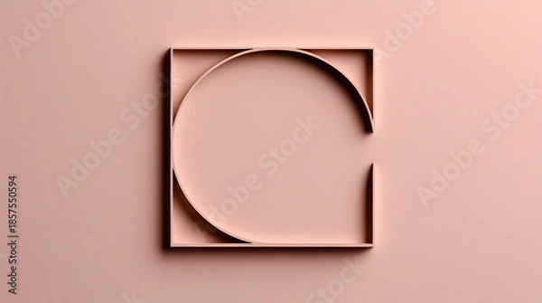 Obraz a square shape with half cut circle inside it and peach background