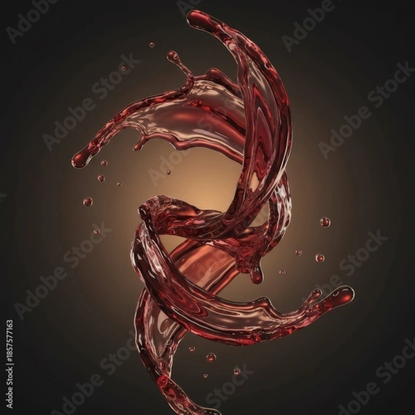 Obraz Water splashes create dynamic shapes in dark background at studio setting