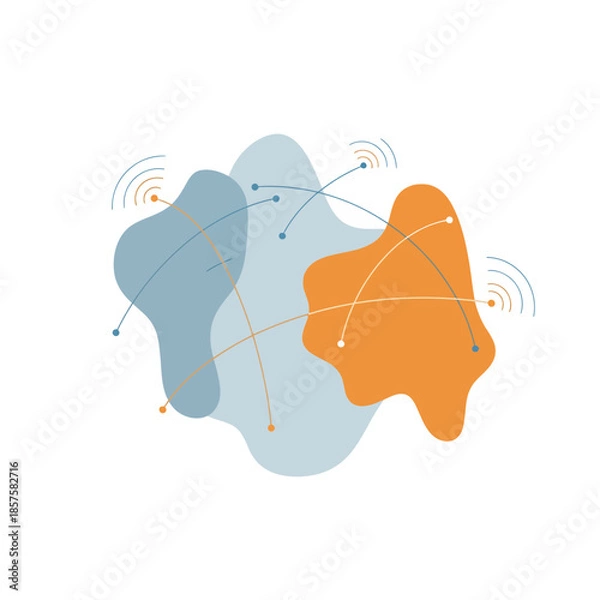 Obraz Abstract Network Connections, Digital Communication, Data Flow