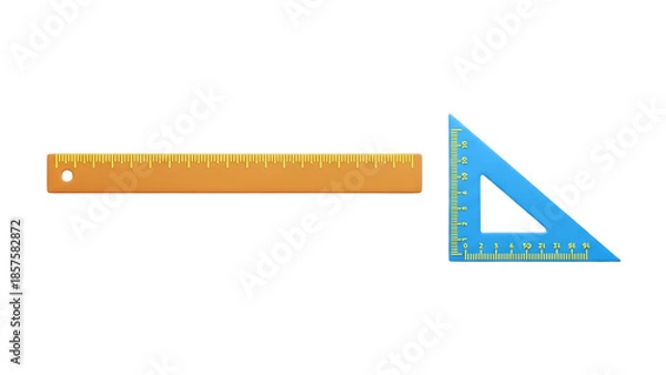 Obraz 3D Ruler and Triangle Ruler on transparent background