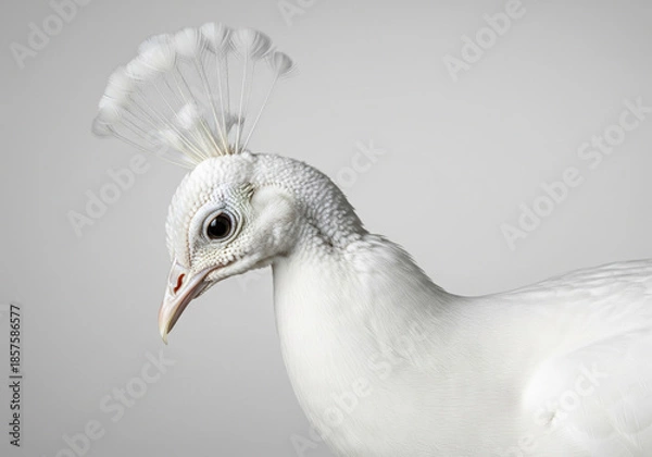 Obraz White Peacock Profile with Elegant Crest