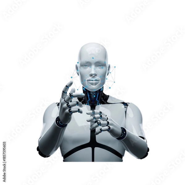 Fototapeta Robot analyzing face data