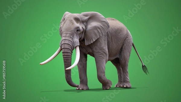 Fototapeta Elephant Isolated Green Screen.