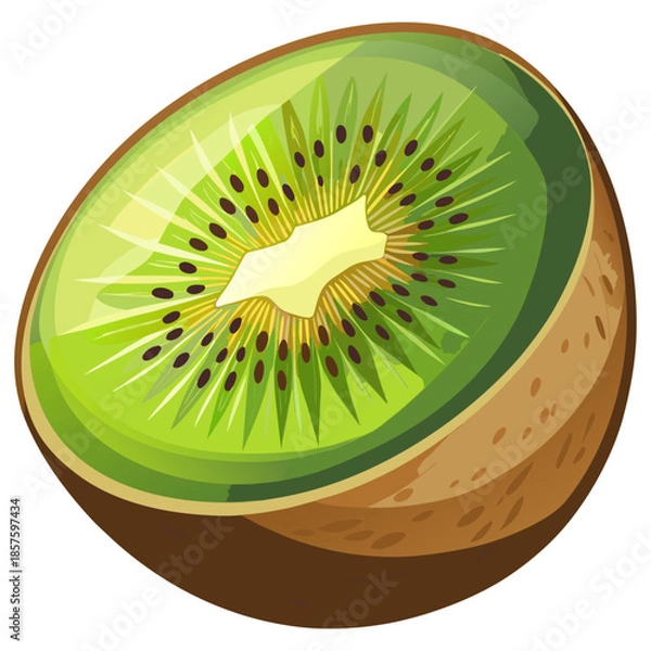 Obraz Kiwi Fruit Half Cross Section Vector Illustration