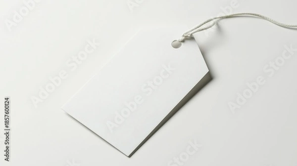 Obraz A clean rectangular white satin price tag presented elegantly on a seamless plain white backdrop