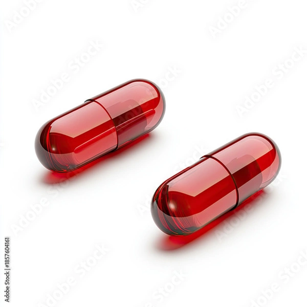Obraz red pills on white background