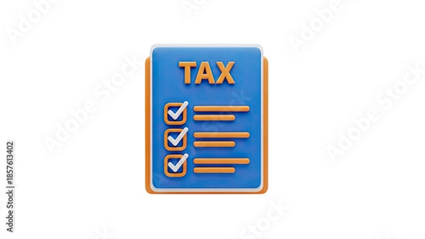 Obraz 3D Tax Checklist Icon on transparent background