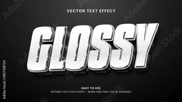Fototapeta glossy editable text effect 3d vector