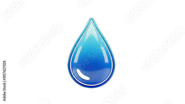 Obraz 3D Rendered Water Drop on White Background