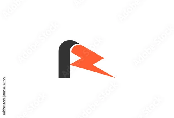 Obraz Initial Letter R Lightnig Bolt Logo design, vector illustration