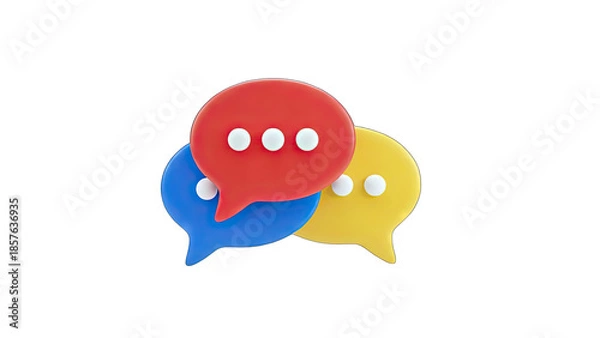 Obraz 3D Speech Bubbles Communicating on White Background