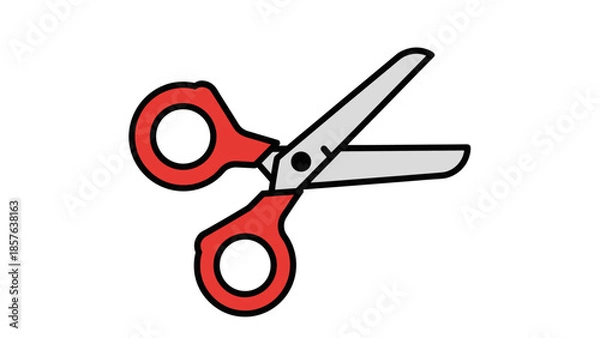 Obraz Red Handled Scissors Open Illustration.