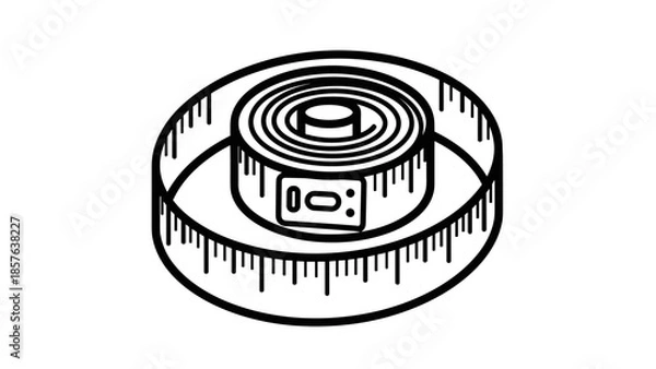 Obraz Simple Black and White Micrometer Illustration.