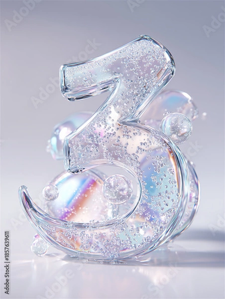 Obraz 虹の煌めくジェル素材の３DCGテキストの「3」