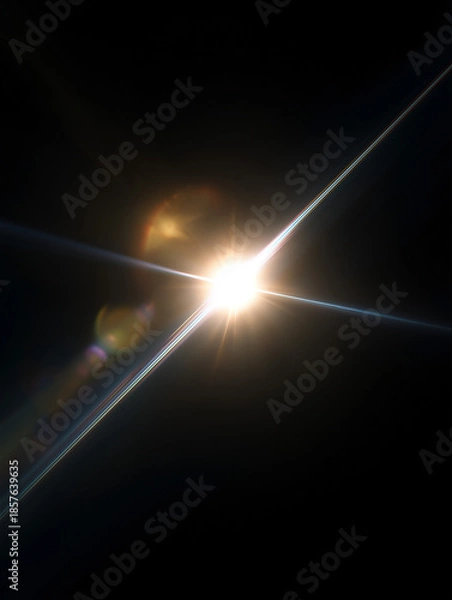 Obraz 斜めに走る光の線と中央の丸いスパークの光