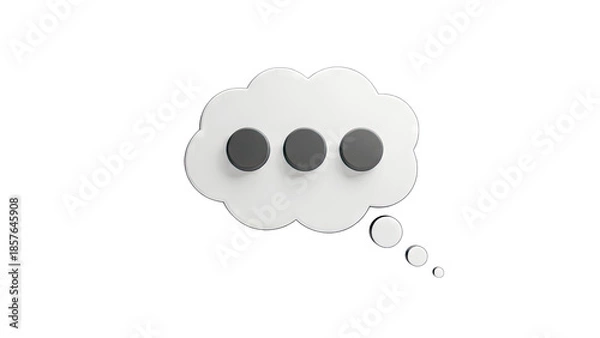 Obraz 3D Thought Bubble with Dots on White Background