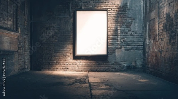 Obraz Empty Urban Brick Wall with Illuminated Frame