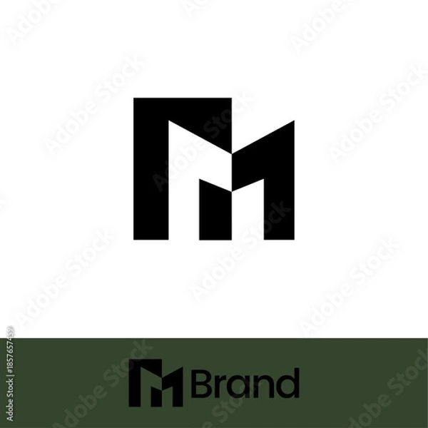 Obraz Modern Geometric Letter M Monogram Logo with two backgrounds.