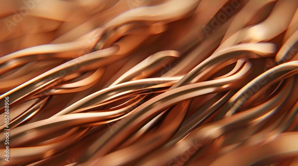 Obraz Intricate copper cables intertwined in complex pattern