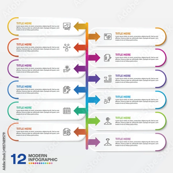 Obraz Modern infographic with 12 steps, process or options. 