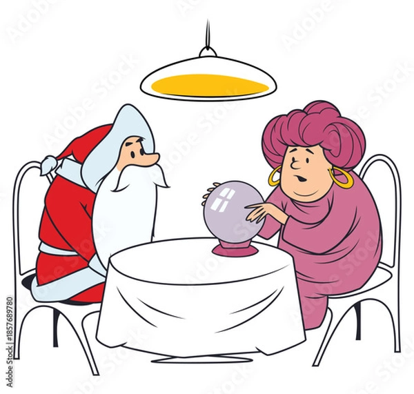 Obraz Santa gets his fortune told.