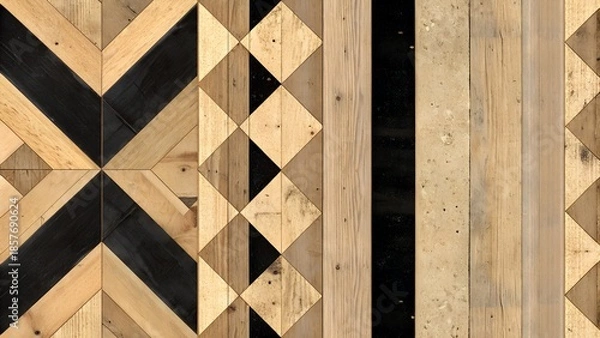 Obraz Geometric reclaimed wood plank pattern