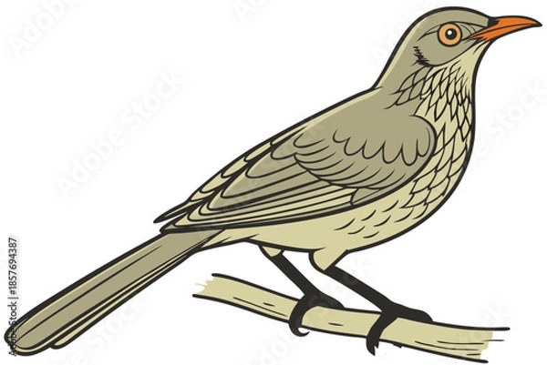 Obraz Thrush Bird Standing Wildlife Vector Illustration