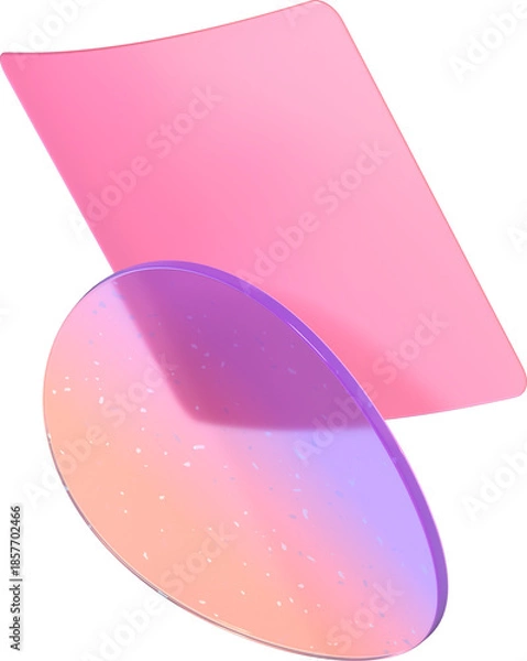 Fototapeta Bent disc and transparent rectangle with rounded corners