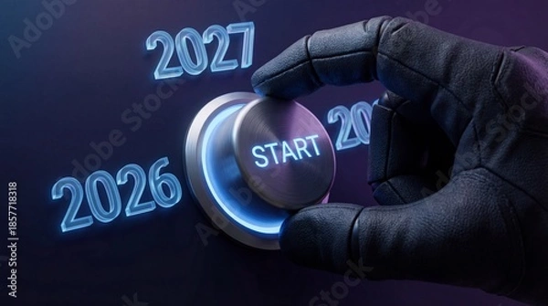 Obraz New Beginning Start Button, 2026 2027 Future.