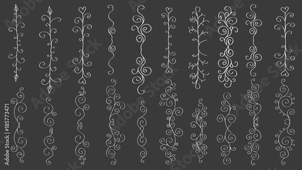 Fototapeta Set of horizontal hand-drawn patterned banners 