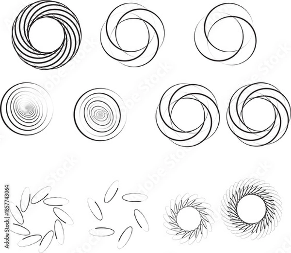 Fototapeta vector set of spiral elements