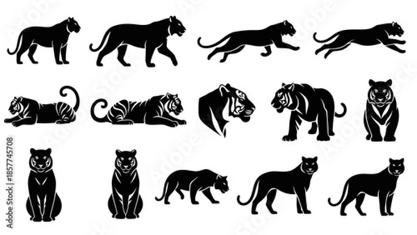 Obraz Black panther silhouettes collection